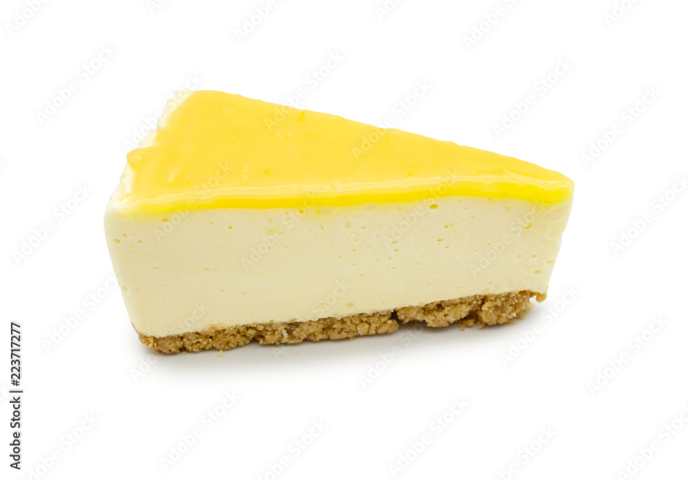 Lemon lime cheesecake isolate on white background