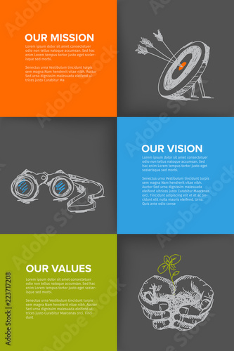 Company profile template with mission, vision and values