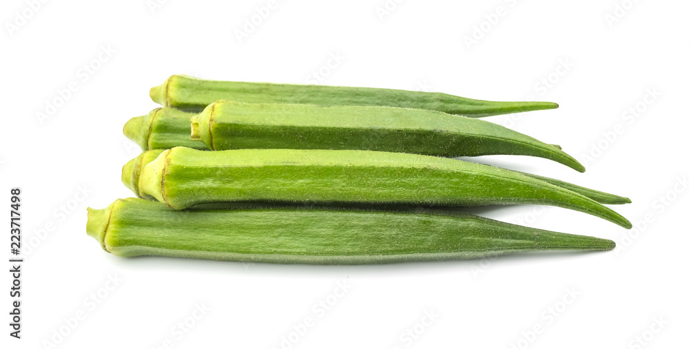 Okra isolate on the white background, healthy food