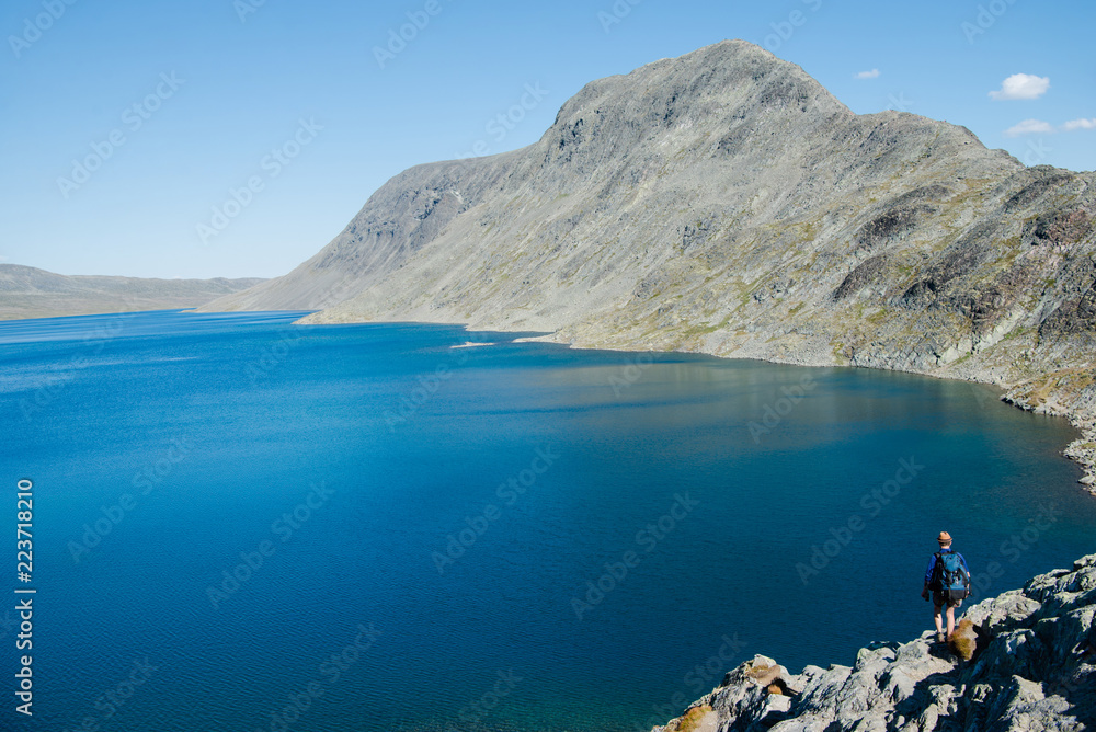 mountains and Gjende lake, Besseggen ridge, Jotunheimen National Park, Norway