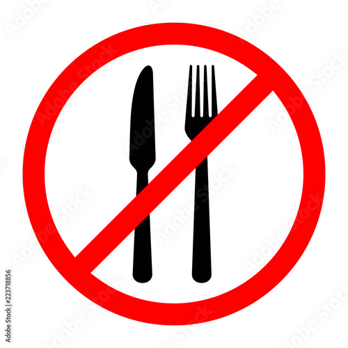 No eating sign. Vector illustration.