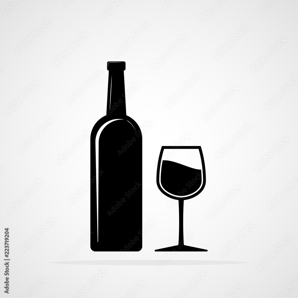 Bottle and a Glass of wine. Vector illustration Bottle and a Glass of wine. Vector illustration