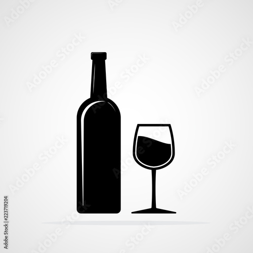 Bottle and a Glass of wine. Vector illustration
