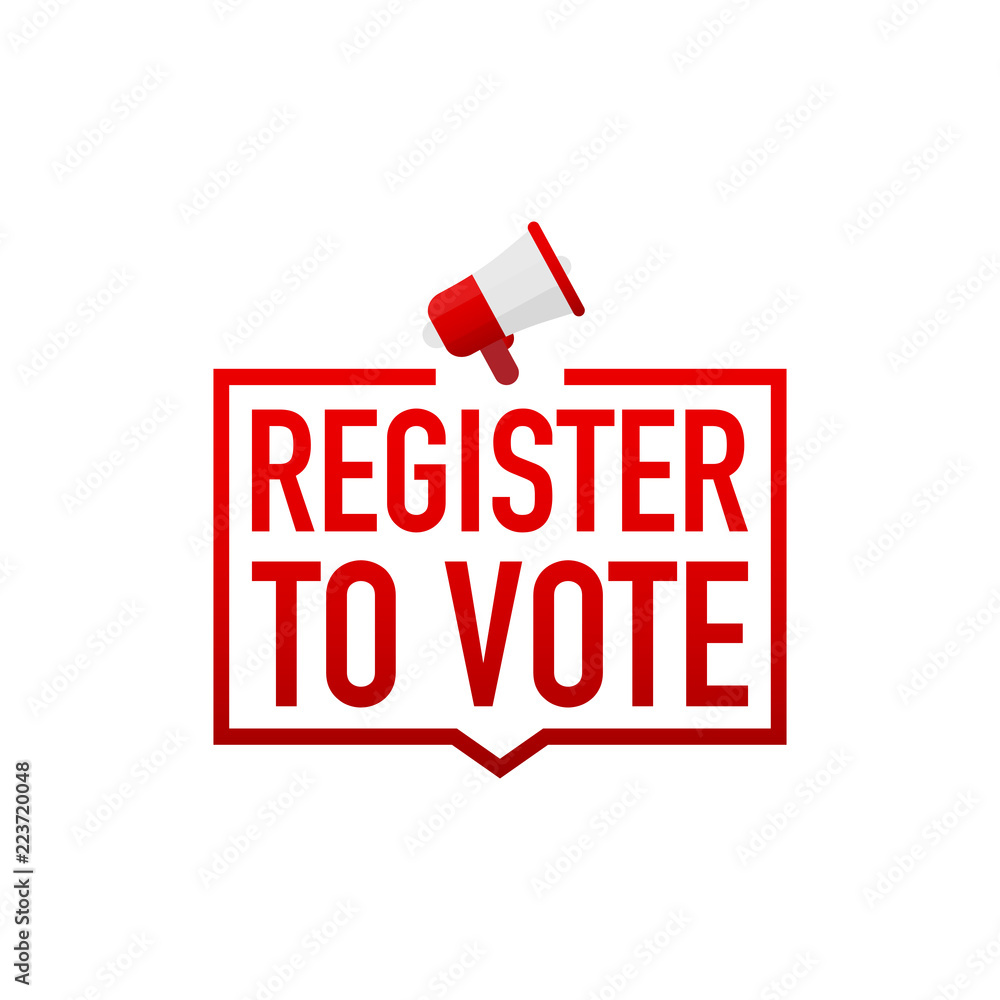 Hand Holding Megaphone with Register to vote. Vector illustration. Hand Holding Megaphone with Register to vote. Vector illustration.
