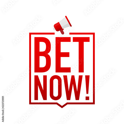 Hand Holding Megaphone with Bet now! Vector illustration.