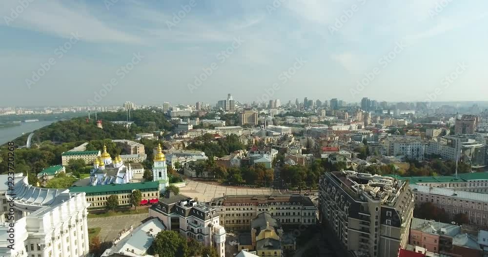 Life Flow In Kiev. Aerial Panorama View Life Flow In Kiev. Aerial Panorama View