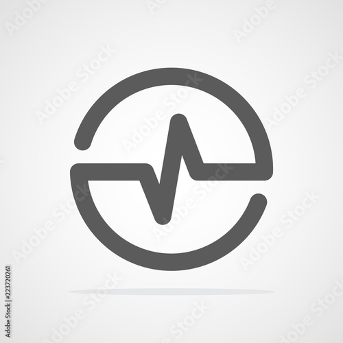 Heartbeat icon in the circle. Vector illustration.