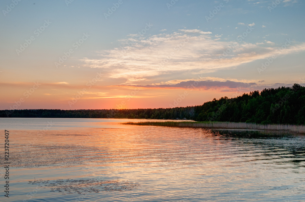 sunset over the lake