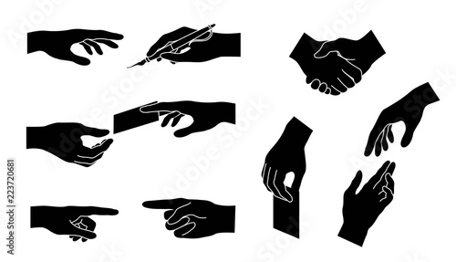 Hand collection. Vector silhouette. Concept for business