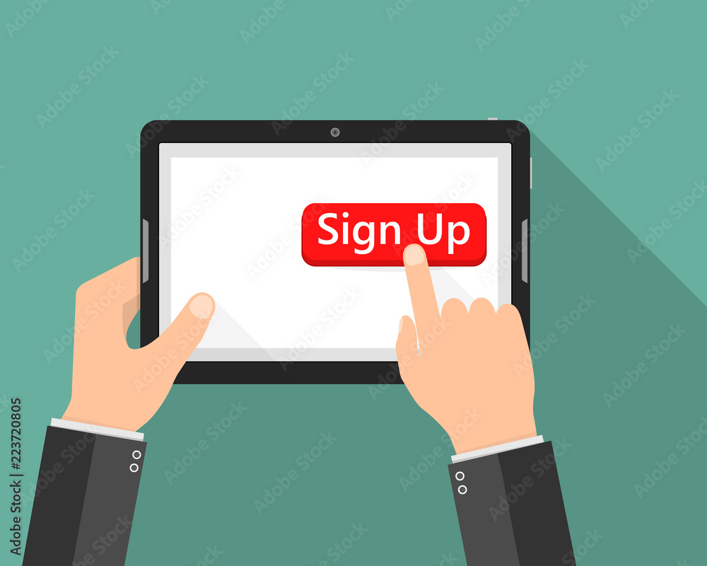 Click to Sign Up button icon. Vector illustration Click to Sign Up button icon. Vector illustration