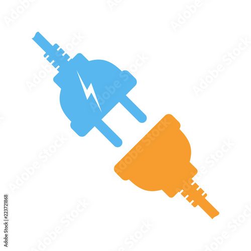 Wire plug and socket icon. Vector illustration