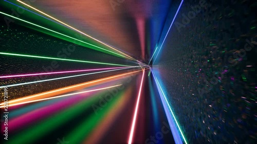 Abstract futuristic tunnel with neon light. photo