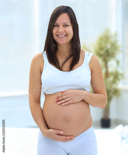 portrait of young pregnant woman on a light background. Free Download portrait of young pregnant woman on a light background. - GFXLoad