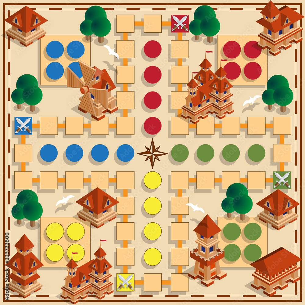 Board game of the medieval theme. Vector design for app game user ...