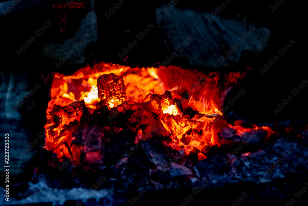 Burning Embers in a Country Wood Stove