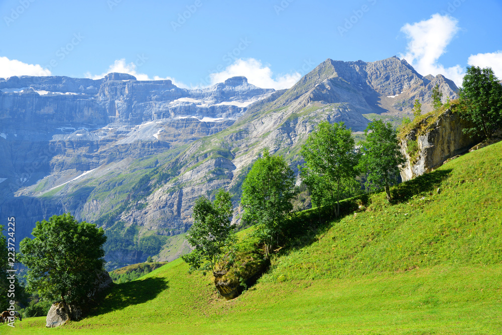 Cirque de Gavarnie in the French Pyrenees. Summer mountain landscape.