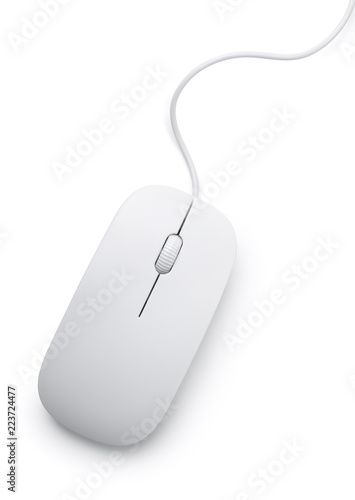 Top view of white computer mouse