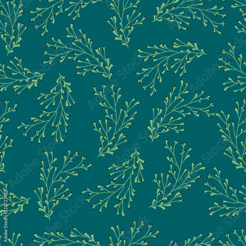 Seamless vector abstract pattern with floral ornament leafs