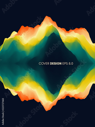 Abstract wavy background with reflection. Trendy gradients with symmetry. Dynamic effect. Modern screen vector design for mobile app. and wed. Can be used for advertising, marketing, presentation.