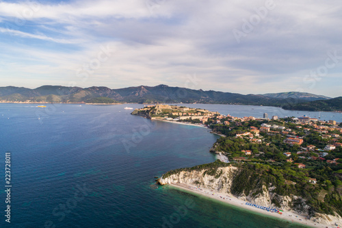 Elba Island, panoramic view of Portoferraio and beach of Capobianco