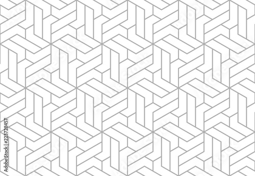 Abstract geometric pattern with stripes, lines. Seamless vector background. White and grey ornament. Simple lattice graphic design.