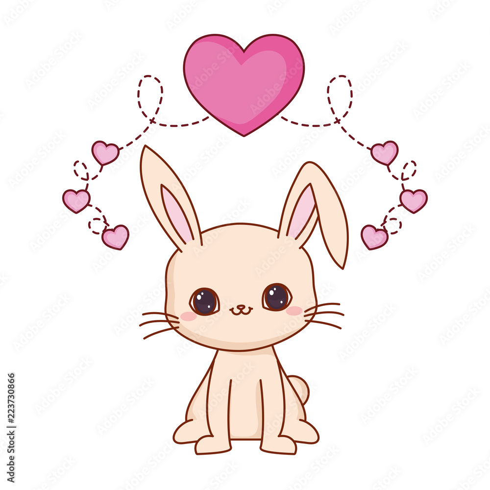 cute baby bunny sitting love hearts romantic