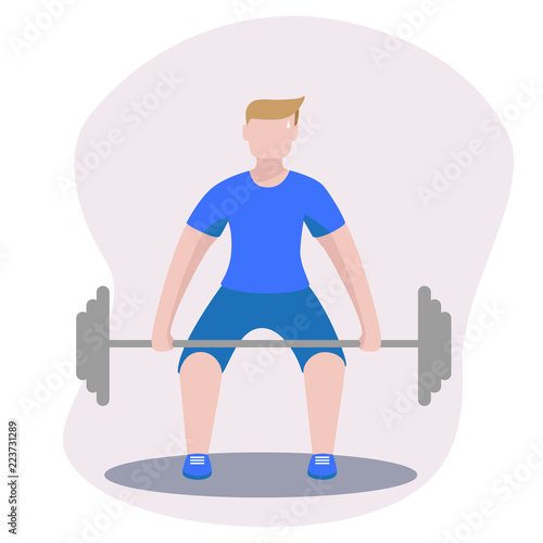 bodybuilder with barbell deadlift vector image illustration