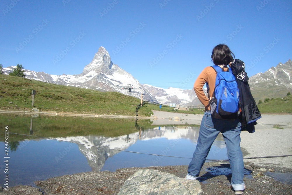 hiker in Matterhorn, Switzerland