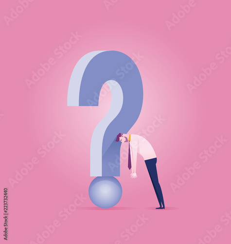 Unhappy businesswoman with question mark sign - Business concept vector
