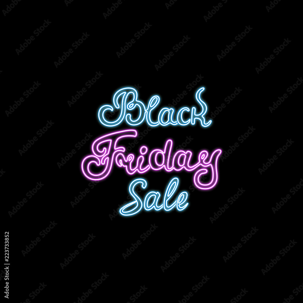 Black Friday Sale hand drawn lettering neon.