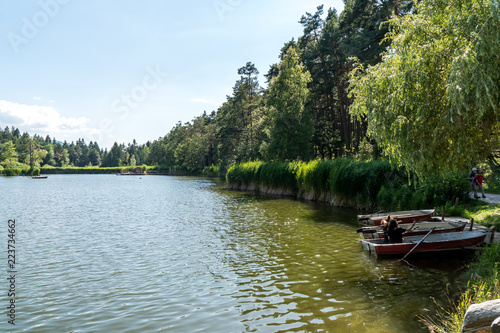 Holzboot am Seeufer