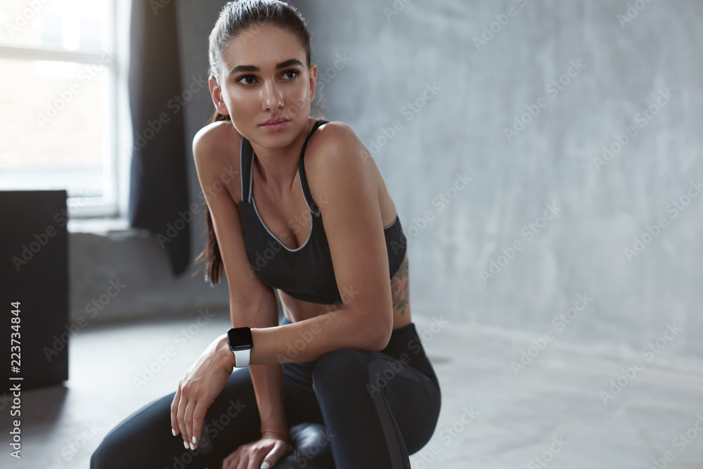 Portrait Of Fitness Woman In Fashion Sports Clothes Portrait Of Fitness Woman In Fashion Sports Clothes