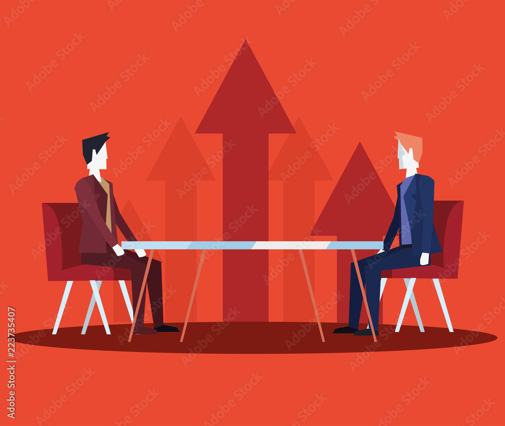 Fototapeta premium businessmen sitting on the office chairs with table