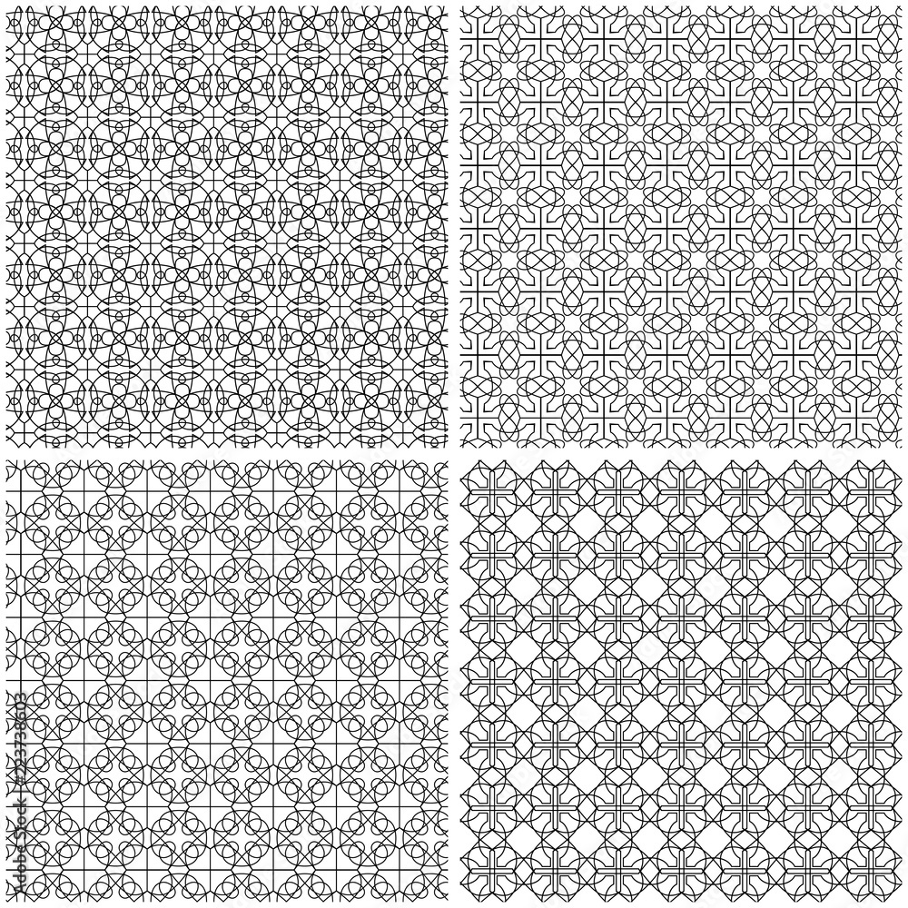 Four seamless mesh patterns