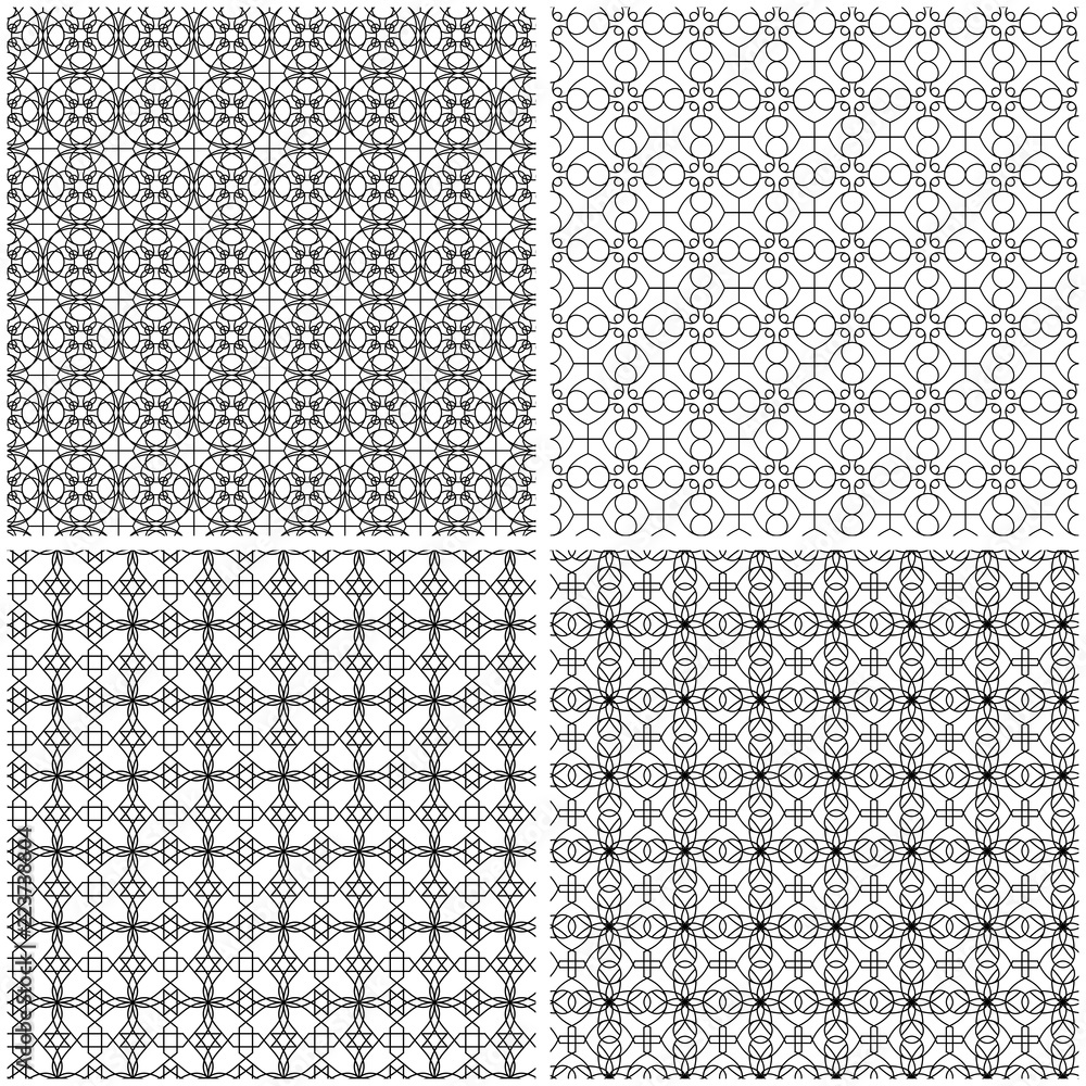Four seamless abstract mesh patterns Four seamless abstract mesh patterns