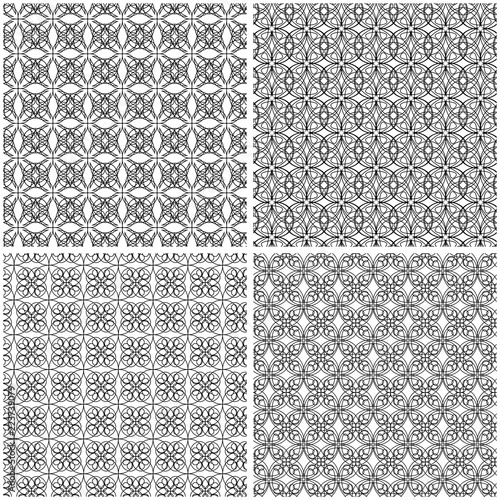 Set of four seamless mesh patterns
