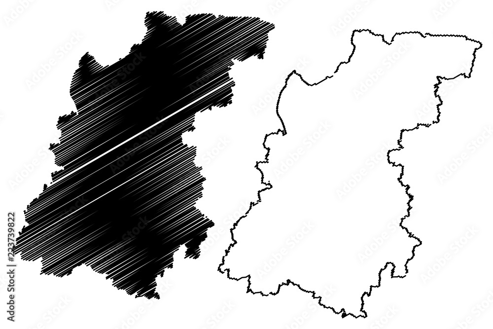 Nizhny Novgorod Oblast (Russia, Subjects of the Russian Federation, Oblasts of Russia) map vector illustration, scribble sketch Nizhegorod Oblast (Gorky Oblast) map