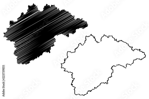 Novgorod Oblast (Russia, Subjects of the Russian Federation, Oblasts of Russia) map vector illustration, scribble sketch Novgorod Oblast map