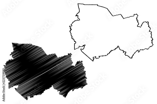 Novosibirsk Oblast (Russia, Subjects of the Russian Federation, Oblasts of Russia) map vector illustration, scribble sketch Novosibirsk Oblast map