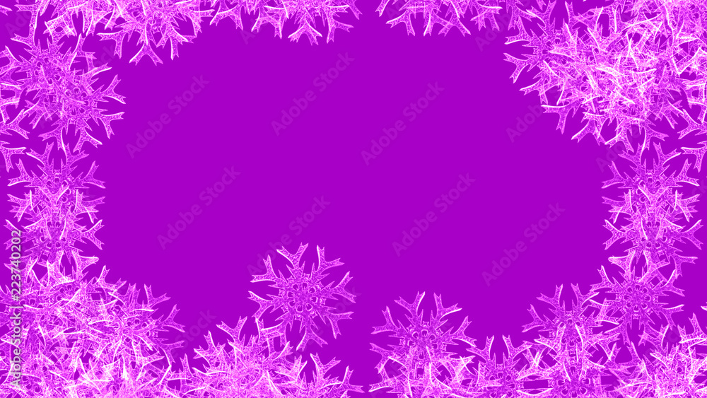 Abstract background with a variety of colorful snowflakes. Big and small.