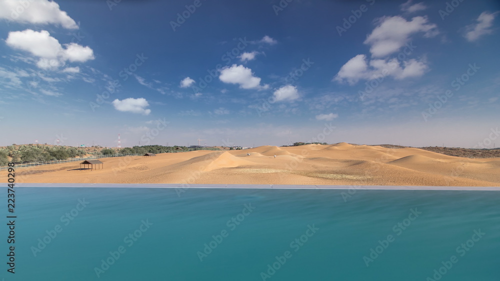 Yellow desert dunes and sky timelapse hyperlapse.