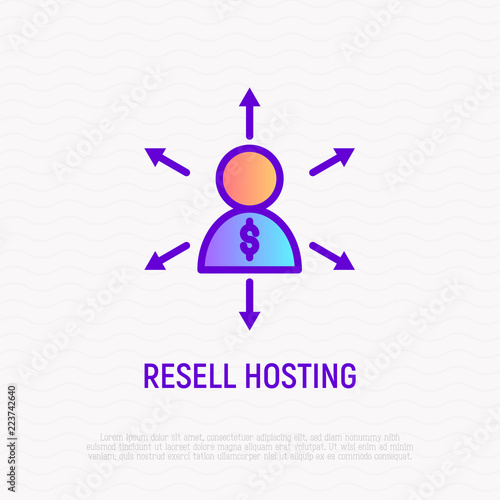 Hosting reseller thin line icon. Modern vector illustration.