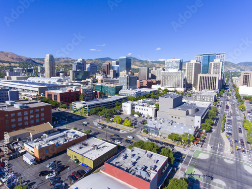 Tablou canvas Aerial view of Salt Lake City downtown in Salt Lake City, Utah, USA