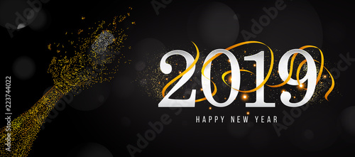 New Years 2019. Happy New Year greeting card. 2019 Happy New Year background.