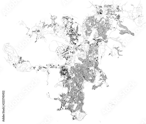 Cartina di Noumea, vista satellitare, città, Nuova Caledonia. Case e strade