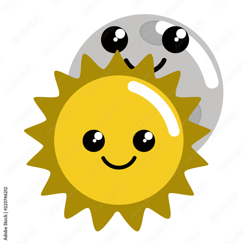 Happy moon and sun weather icon. Vector illustration design