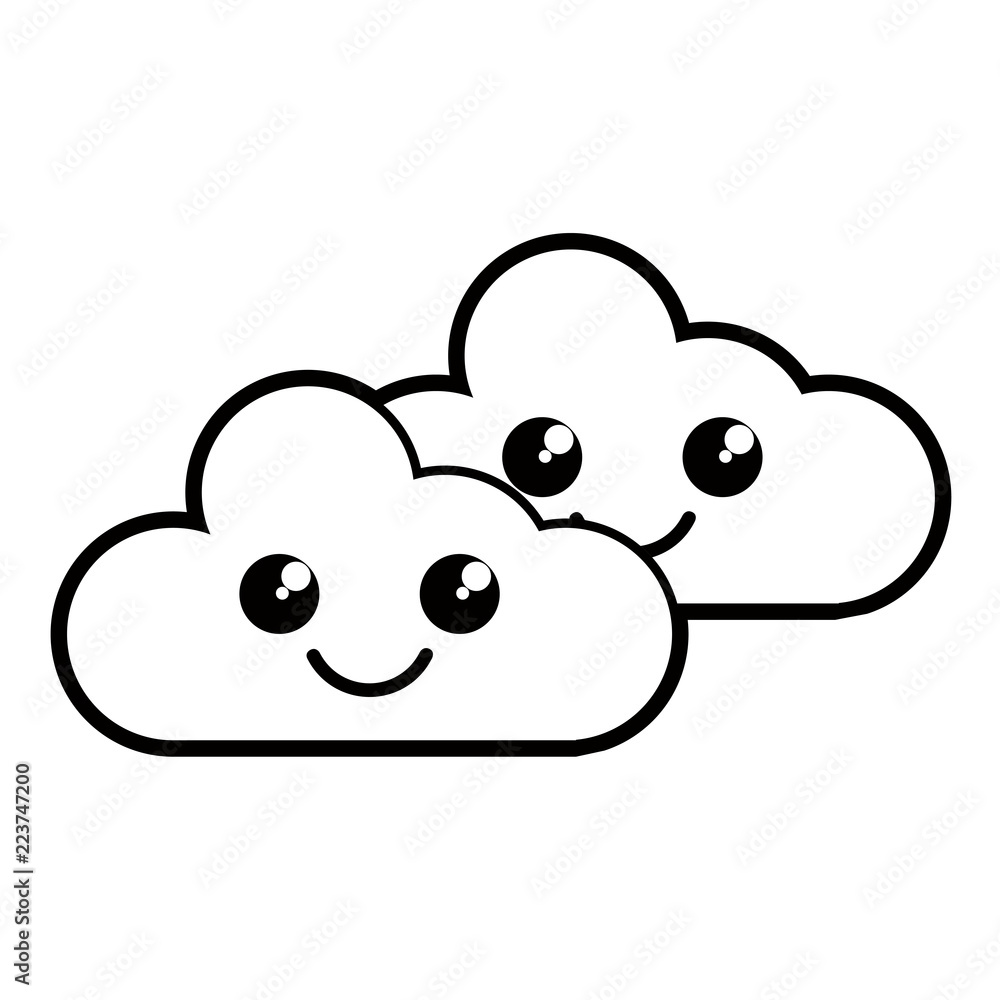 Happy cute clouds weather icon. Vector illustration design Happy cute clouds weather icon. Vector illustration design