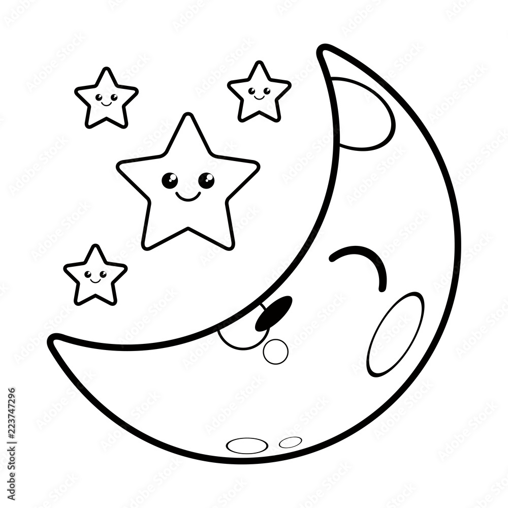 Cute happy moon weather icon. Vector illustration design Cute happy moon weather icon. Vector illustration design