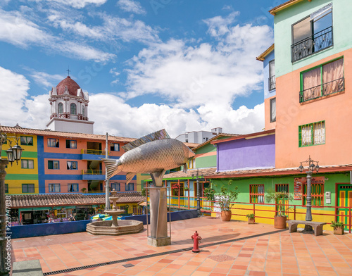 Guatape, Colombia. Typically colourful buildings in Guatape Colombia
