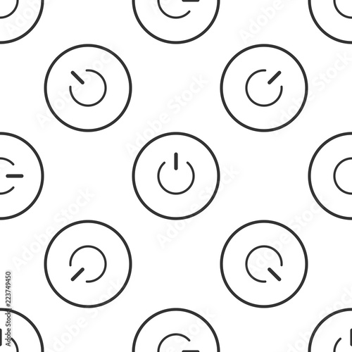 Power button icon seamless pattern on white background. Start sign. Flat design. Vector Illustration